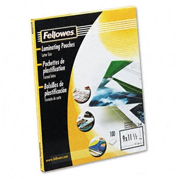Fellowes Fellowes 52454 Clear Laminating Pouches  3mm  9 x 11-1/2  100 Pack 52454